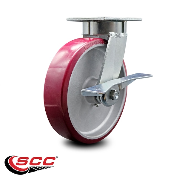 8 Inch Kingpinless Poly on Aluminum Wheel Swivel Caster with Brake SCC